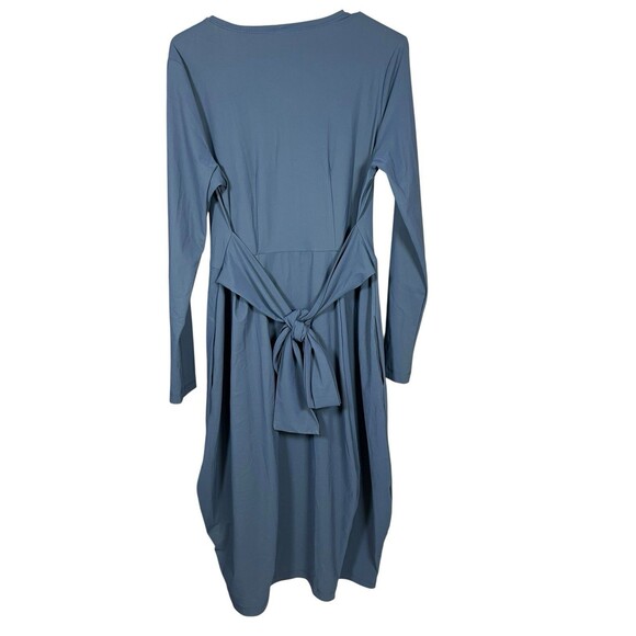 Porto SF Pleated Belted Midi Dress Lagenlook Jersey Size 2 Travel Stretch USA - Picture 10 of 13